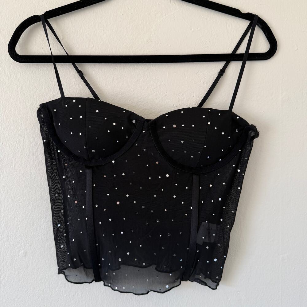 Mesh sexy sparkly corset tank top